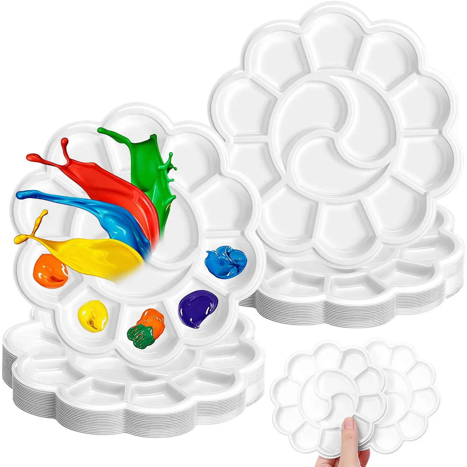 20Pcs Disposable Mini Watercolor Palette Paint Tray Plastic Paint Pallets | Disposable plastic trays, easy-clean separate paint wells, cupcake decorating, acrylic watercolor mixing, preschool painting