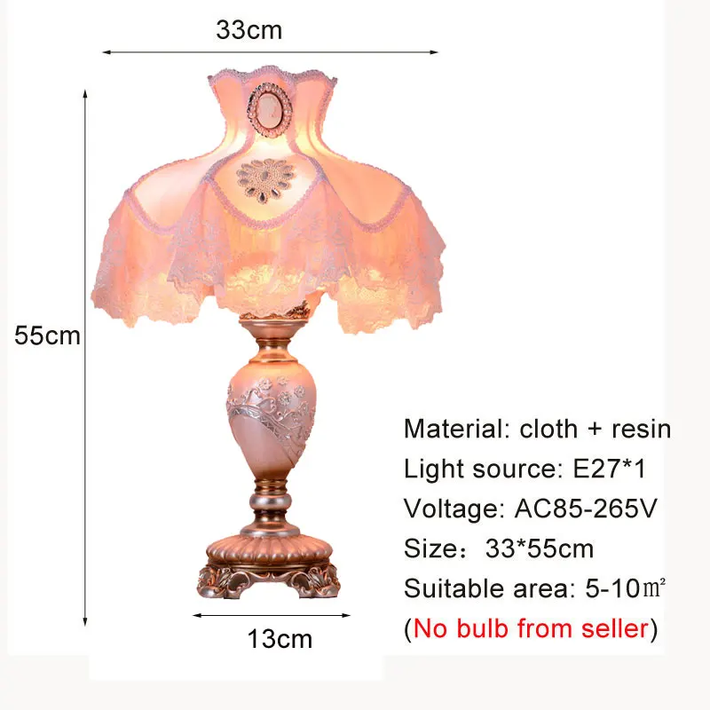 ヨーロッパと韓国のスタイルのデスクランプ,牧歌的なピンクのプリンセスレースファブリック,ベッドサイドランプ,結婚式のテーブルランプ