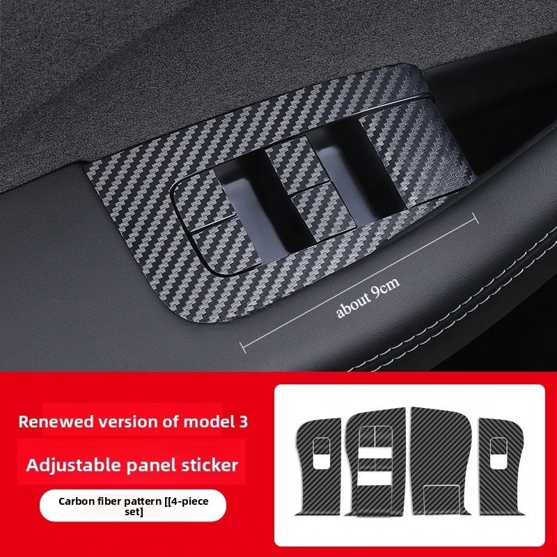 For Tesla Updated Model3 Window Switch Sticker Interior Mod Trim Decal For Door Control Panel Easy Install Auto Inner view 6
