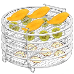 5-Layer Air Fryer Rack Stackable Dehydrator Racks Stainless Steel Reusable Fruit Meat Dehydration Rack for Oven Kitchen Gadgets