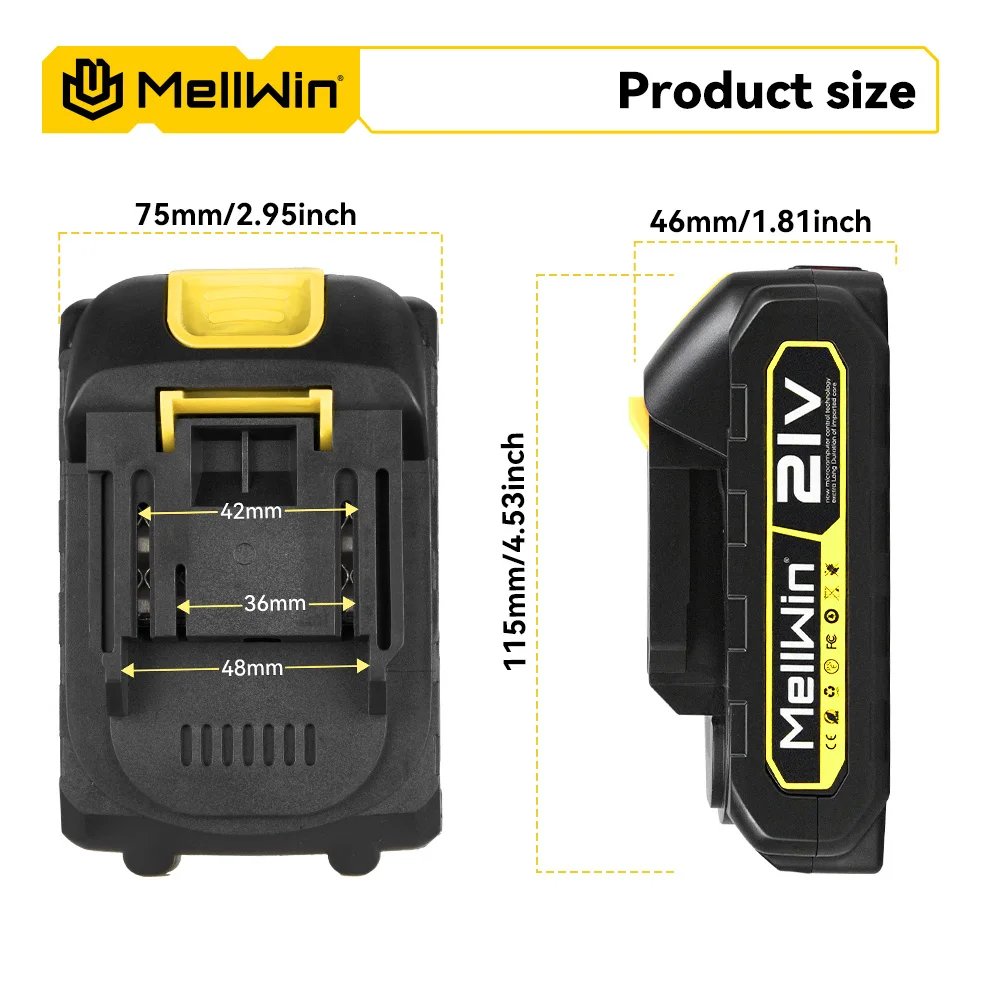 MELLWIN 21V 1500mAh Wiederaufladbarer Lithium-Akku-Pack 5/10/15 Zellen für Makita 18V Akku-Pin Elektrowerkzeuge – Detail 7