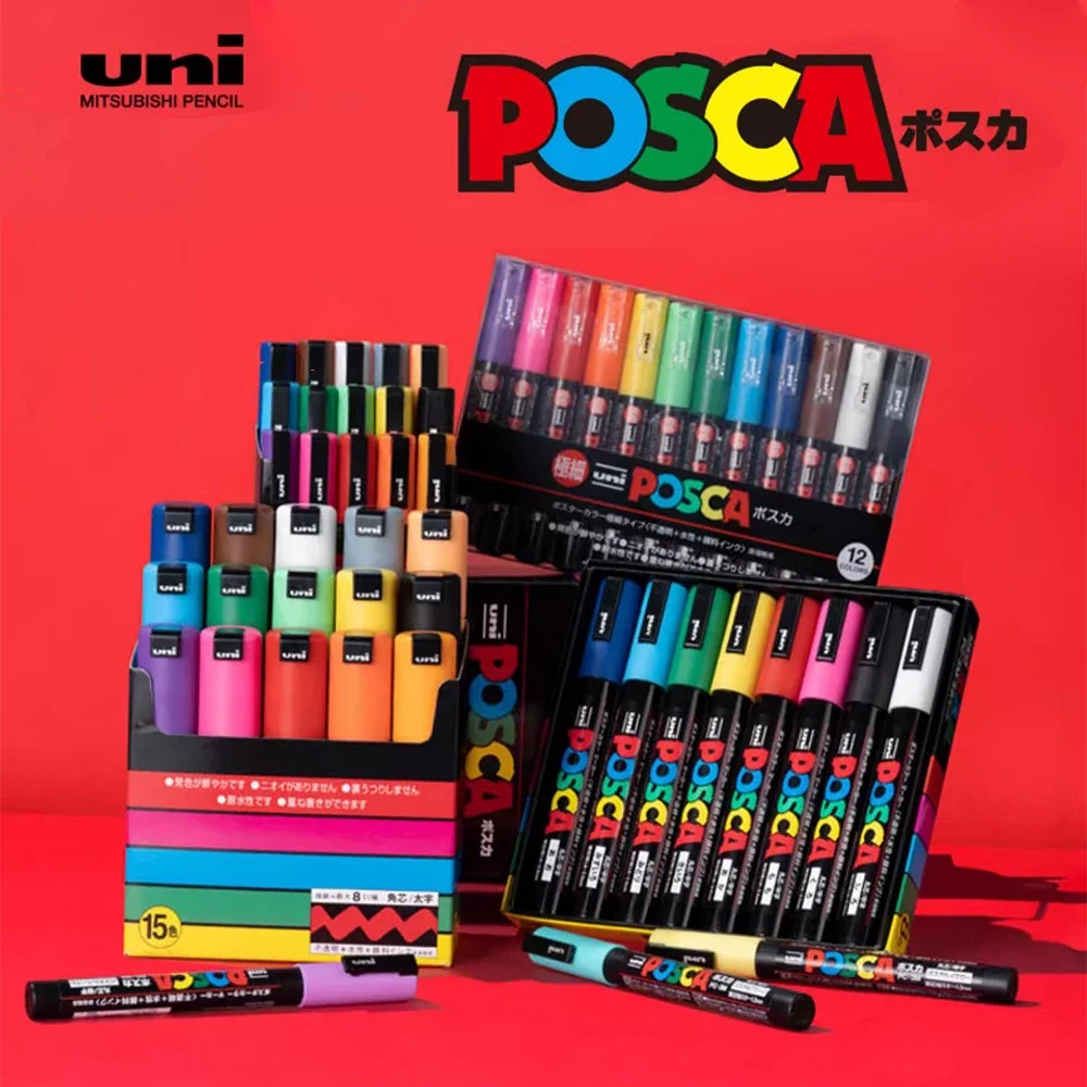 

Маркеры UNI POSCA, Япония, PC-1M/3/5 м, 15/12/8/7/6/4 вида цветов