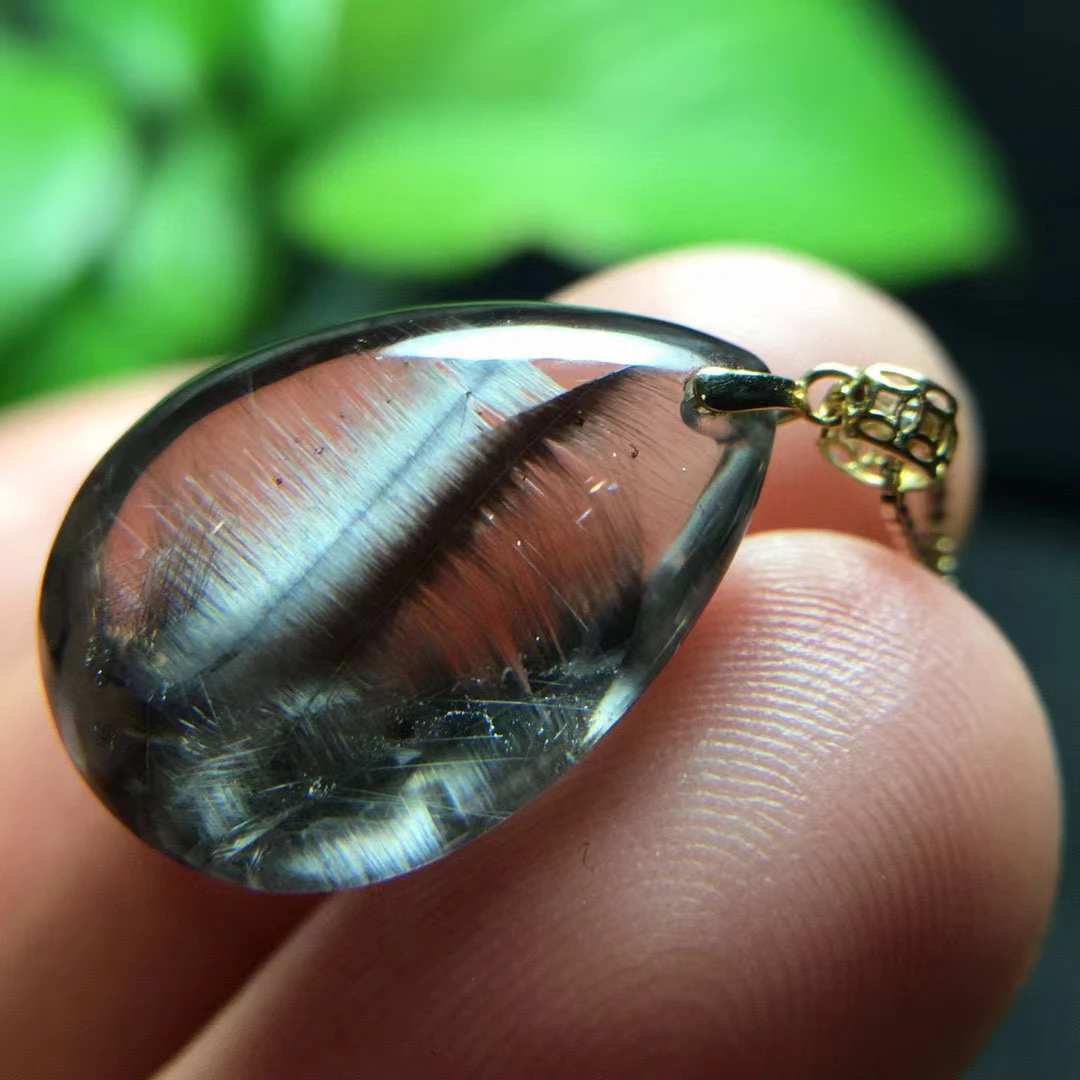 

Natural Brookite Platinum Black Rutilated Quartz Pendant 20.5*13.5*8.1mm Water Drop Women Men Bead Jewelry Fashion AAAAAA