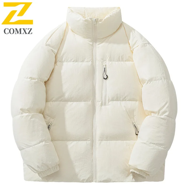 COMXZ Mens Down Jacket Stand Collar Outdoor Cycling Windproof Warm Parka Luxury Travel Cold Resistant Winter New Padded Jackets