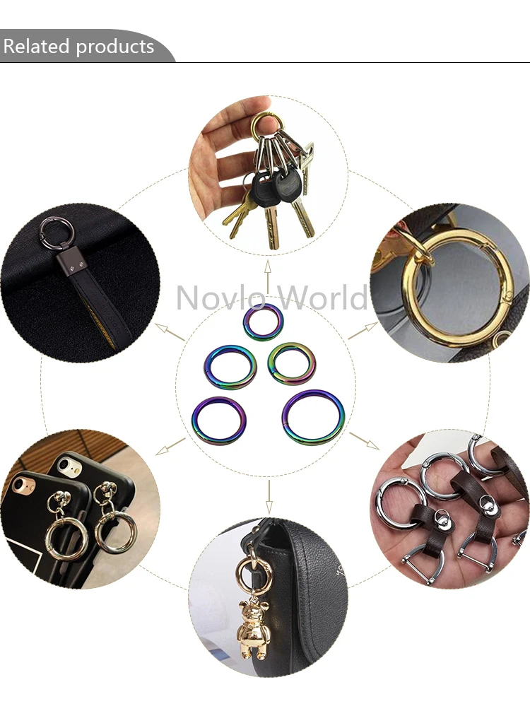 10-50pcs 5 Size Rainbow 2022 Durable Metal Iron No Welded Open Square Split Ring Solid Buckle Hook Hardware For Bag Accessory