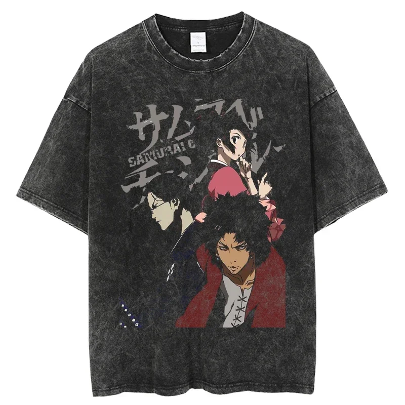 Hotsale Japanese Anime Samurai champloo T-Shirt Print T Shirt Fashion Hip Hop T-Shirts Streetwear Summer Casual Tops Unisex