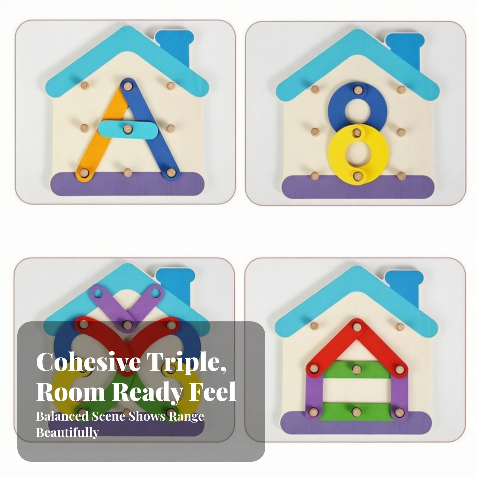 Wooden Pegboard Puzzle Educational Pegboard Puzzle Shape Matching Toy Hands-on Game Geometric for Toddlers, Home, Preschool