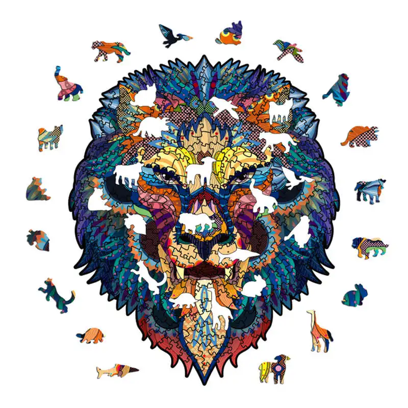 High Quality Wood Jigsaw Puzzle Rainbow Lion King Wooden Puzzles Adults Montessori Educational Toys Children Board Game Gift