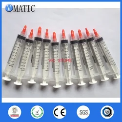 Free Shipping Non Sterilized 10ml/cc Plastic Syringe With Red Luer Lock Syringe Cap/Stopper