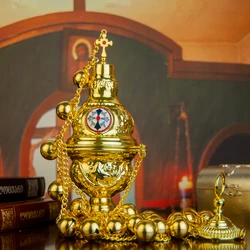 HTISOK Orthodox Incense Burner Church Mass Supplies with Western Classic Eastern Greek Style Incense Burners and 12 Large Bells