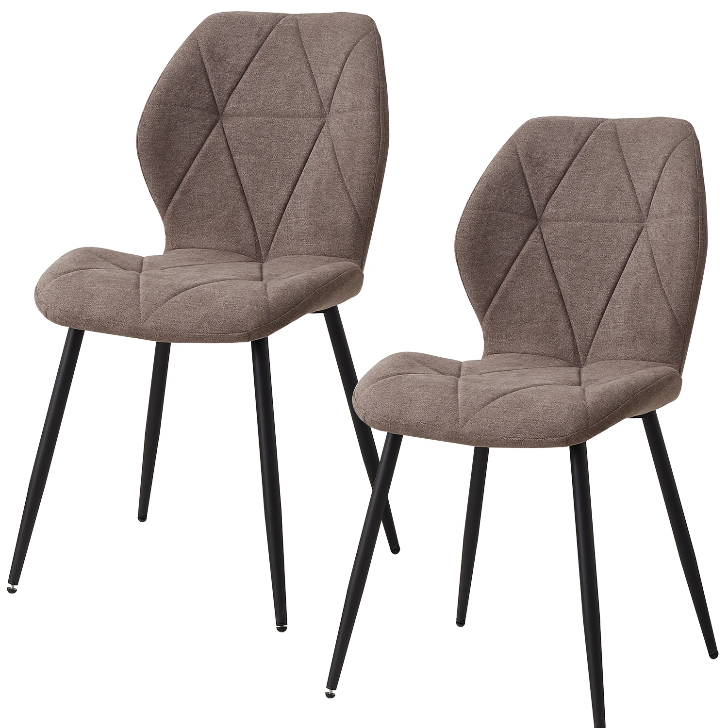 GrandCA HOME Set van 2/4/6 moderne eetkamerstoelen, gestoffeerd, gewatteerd linnen, minimalistische bureaustoelen voor keuken, eetkamer