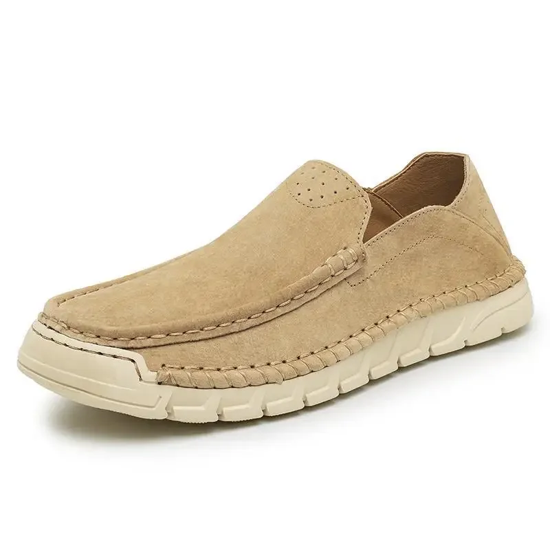 

Leather Shoes Men's Leather Platform Casual Horizontal Loafers Slip-on Lazy Moccasins