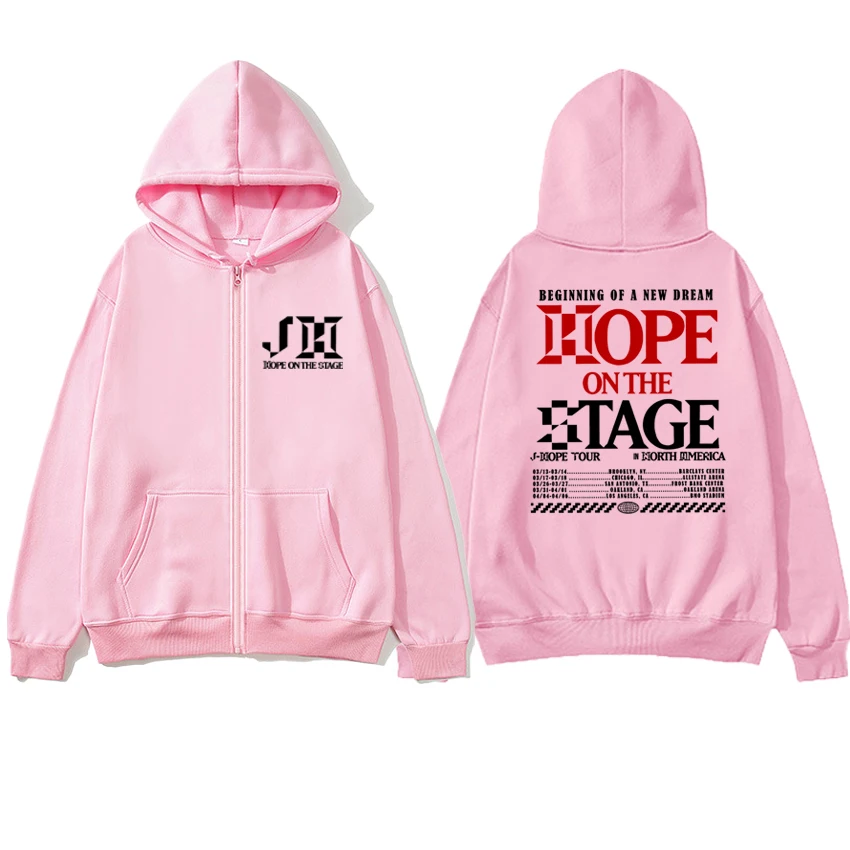 J-hope Hope On The Stage world Tour 2025 Double Sided print Zipper Hoodie Unisex fashion Y2k Sweatshirt Men women Fleece Jacket