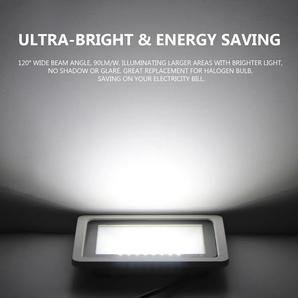 10W LED Flood Light Outdoor Floodlight Ultra-Thin Waterproof IP66 Reflector Spotlight Wide Beam High Efficiency