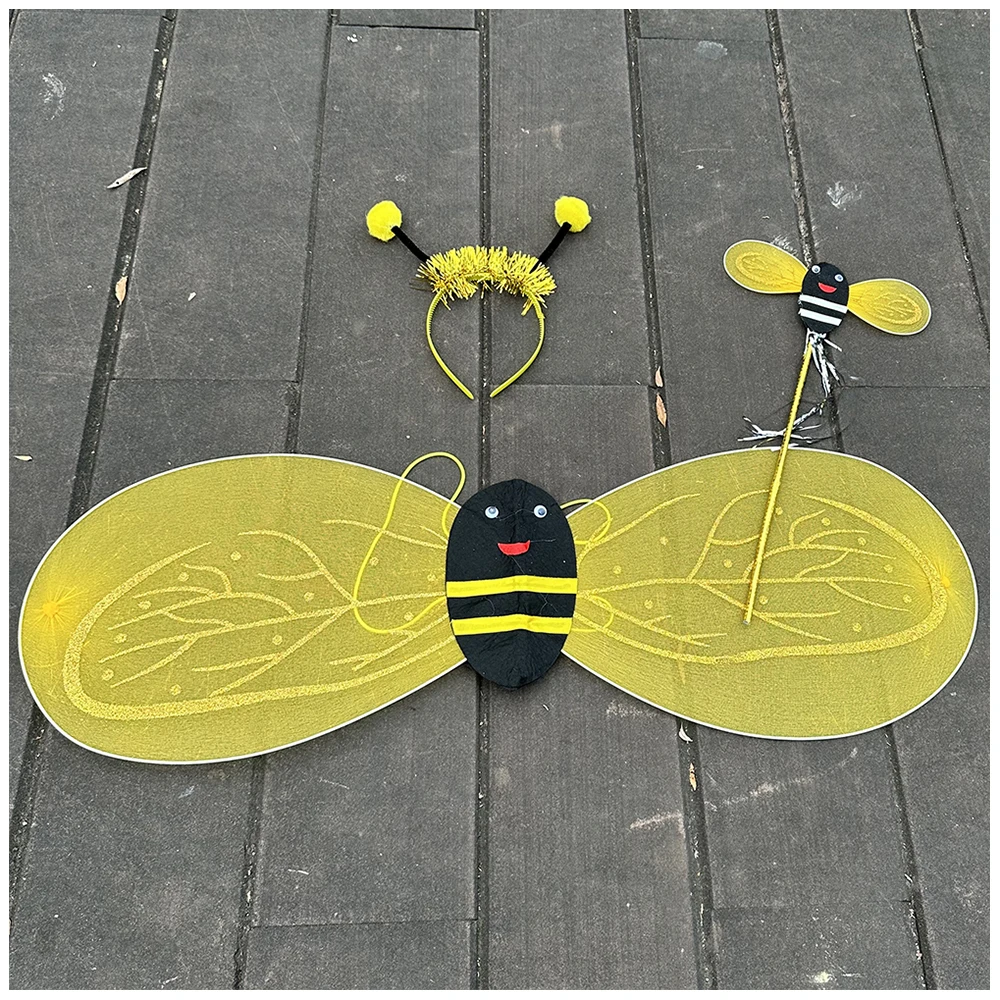 Kawii Bee تأثيري حلي اكسسوارات أنيمي الأصفر الجنية Headbands أجنحة العصا نحل العسل هالوين حفلة عيد ميلاد الدعائم هدايا عيد الميلاد #1
