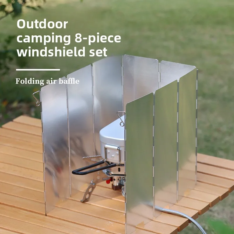 

Ultra Light Aluminum Alloy Folding Wind Shield, Outdoor Camping Stove Wind Deflector with Latch, Portable Camping Cooking Gear