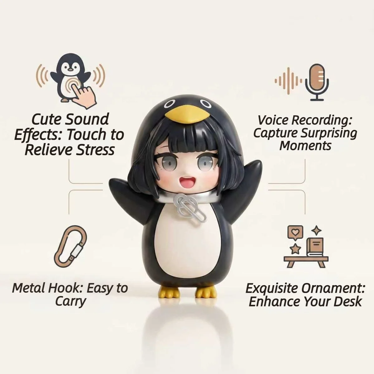 

Chat about "gu gu Ga Ga Ga" Little Penguin Administrator and Recording Function Penguin Q-Version Handmade Toy Model Gift Good
