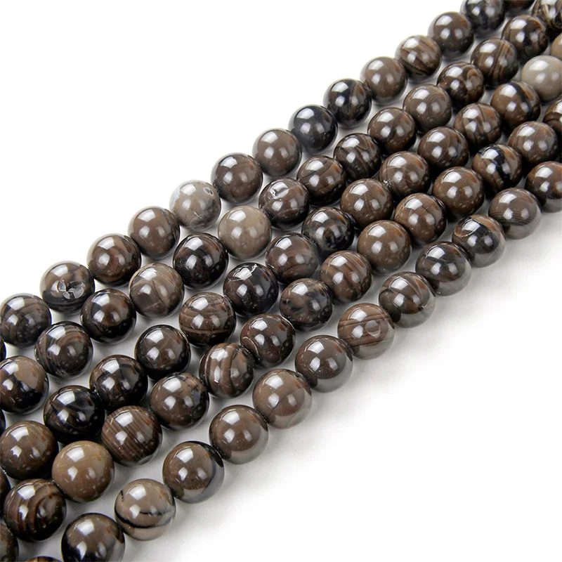 

Genuine Natural Brown Zebra Jasper AAA Gemstone Round Loose Beads for Jewelry Making DIY Bracelet