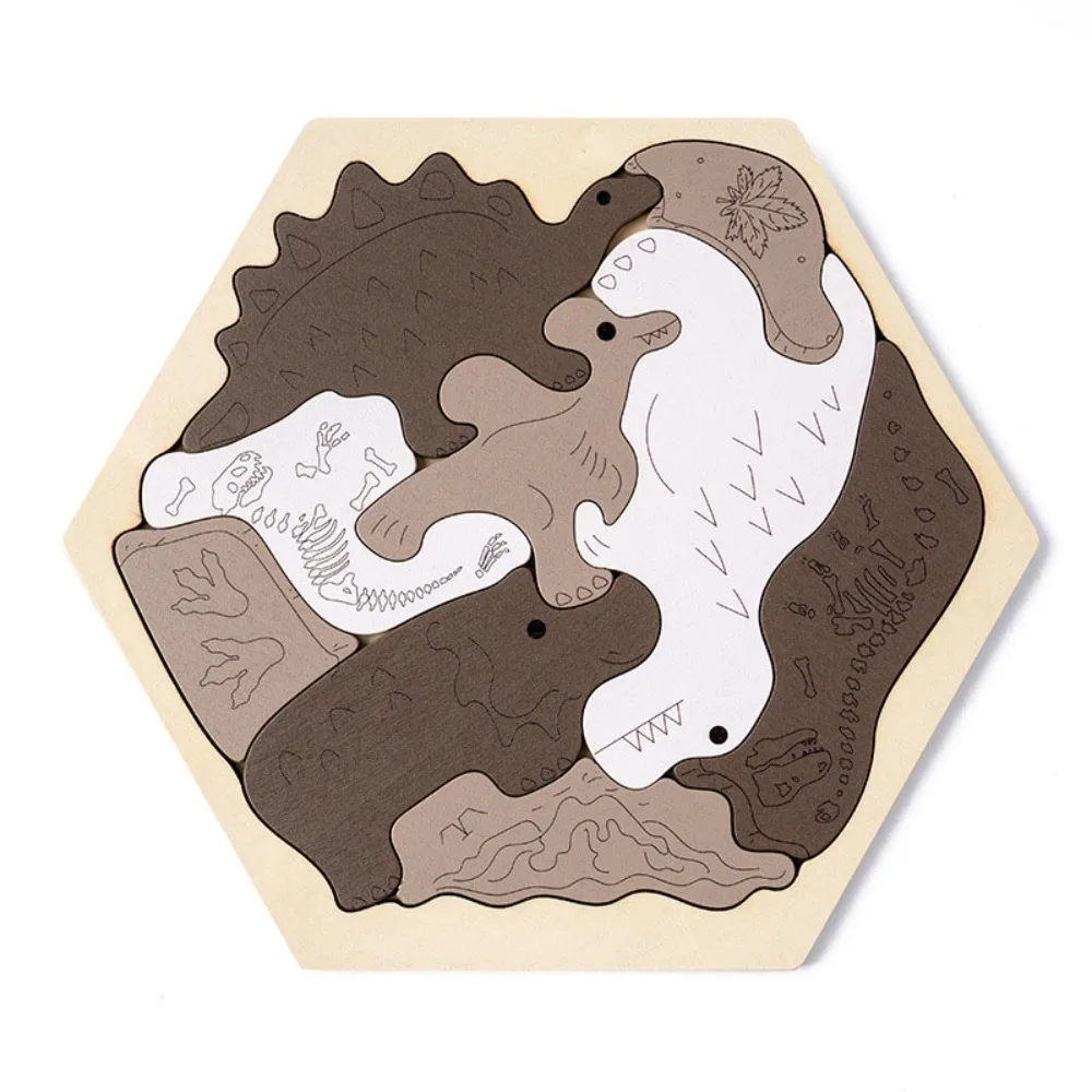 Brain Burning Dinosaur Wooden Puzzle Farm Animals Forest Animals Fruits Jigsaw Home Decor Colored Unique Irregular Puzzle
