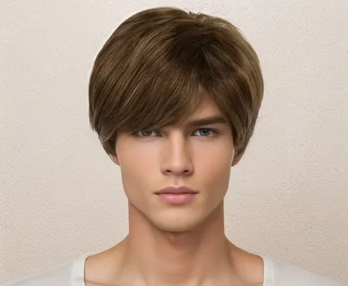 Synthetic Short Haircuts Brown Wigs for Men Straight Hairstyles Wig Natural Daily Wear Father Gifts Hair Replacement Full Wigs