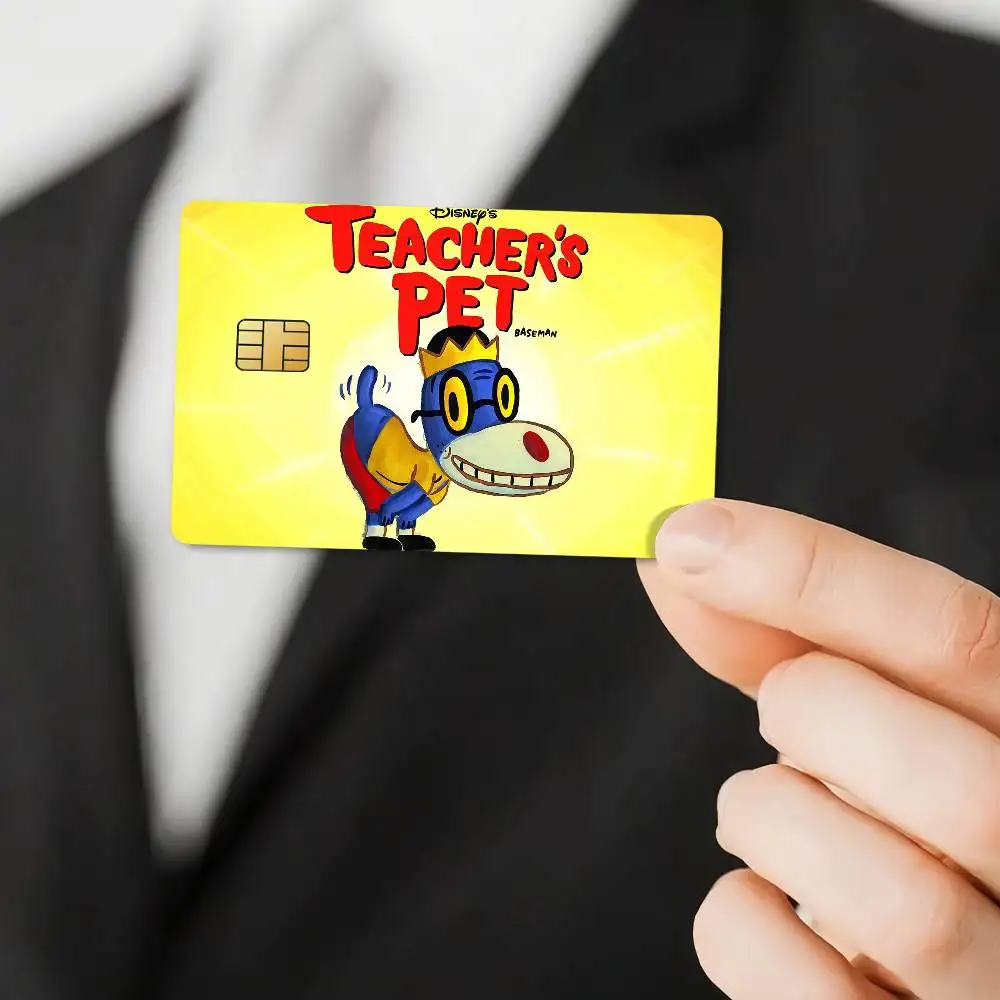 كارتون المعلمين الحيوانات الأليفة لطيف البنك بطاقات الائتمان حافلة تمرير ملصقات بارد الديكور للماء 4 قطع بطاقة