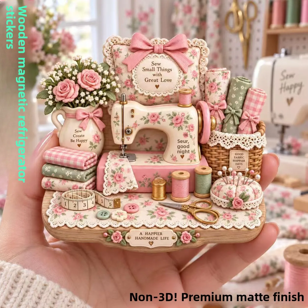 Vintage Cottage Core Refrigerator Magnets, Floral Rabbit Garden Cottage Sewing Room Fridge Magnets, Cute 3D Look Kitchen Decor,