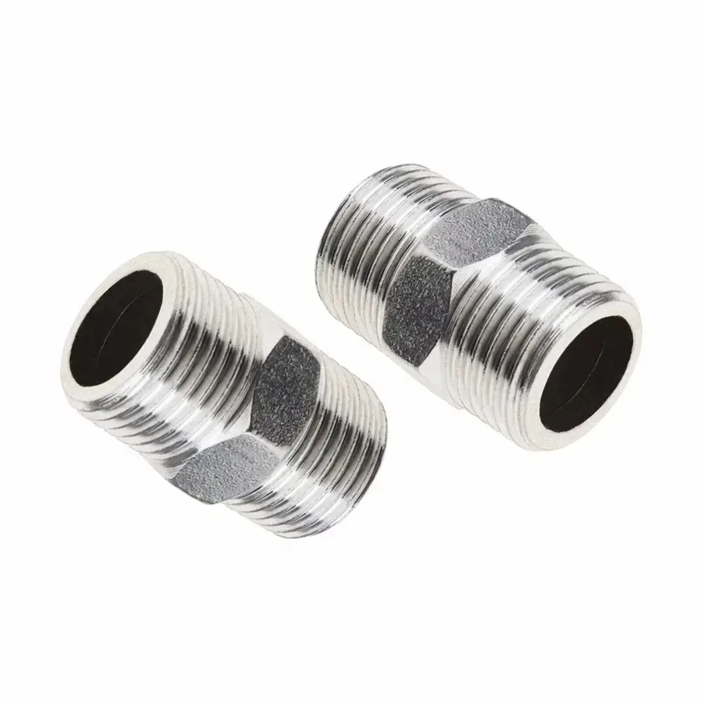 Stainless Steel Shower Hose Extension Hex Nipple Extra Long Water Pipe Joints 1/2