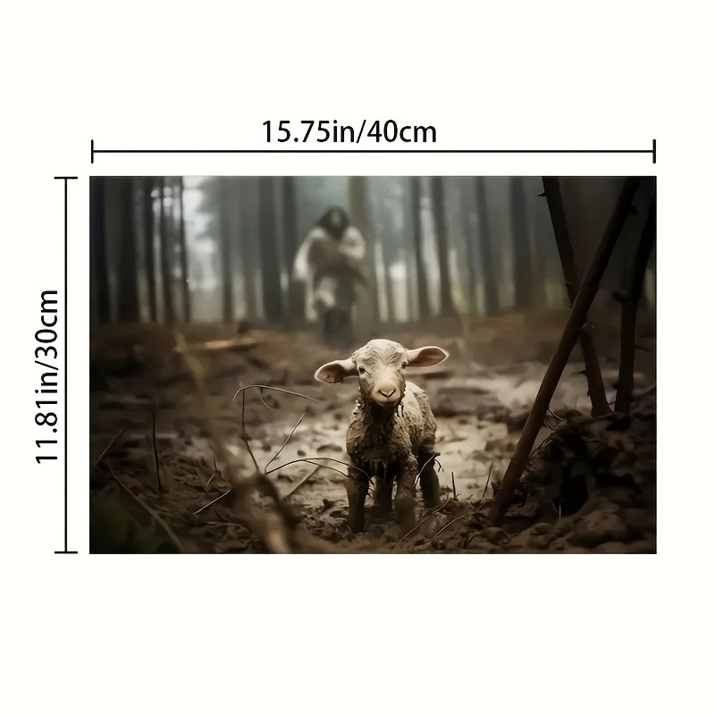 Wooden Frame Christ Will Save The Lamb Canvas Classroom Living Room Bedroom Kitchen Decorative Mural Hangable Home Decoration