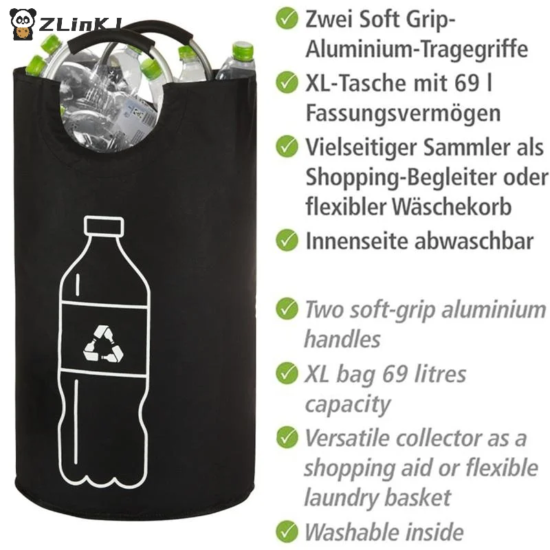 ▶ 1PCS 82L Große Kapazität Leere Flasche Lagerung Korb Klapp Küche Abwasser Flasche Sammler Tasche Mit Aluminium Griff
