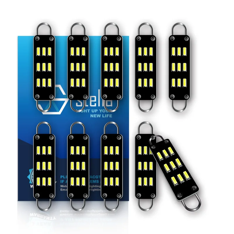 

STELLA 10pcs 44MM Rigid TWISTED Loop Festoon LED Car Interior Bulbs 561 562 567 564 Auto Doom/Door Lights/Trunk Lamp 6000k 12V