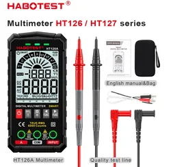 Nasabotest multimetru cyfrowy profesjonalny AC DC TRMS napięcie prądu Ohm 60mF Hz DIY miernik elektryka HT126A/B HT127A/B/B