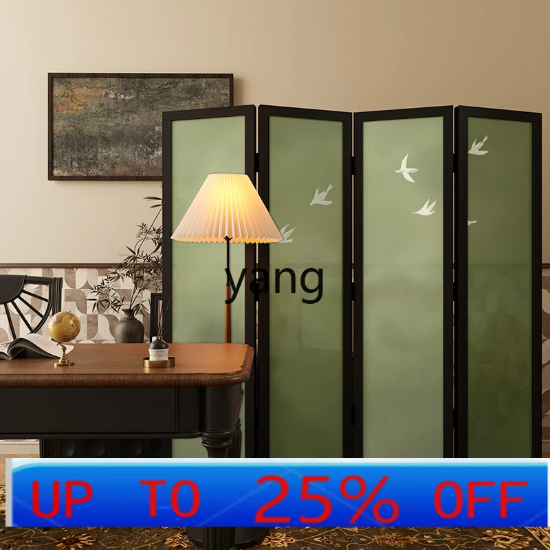 

LTT new Chinese screen partition living room folding mobile home sofa background wall decoration solid wood folding screen