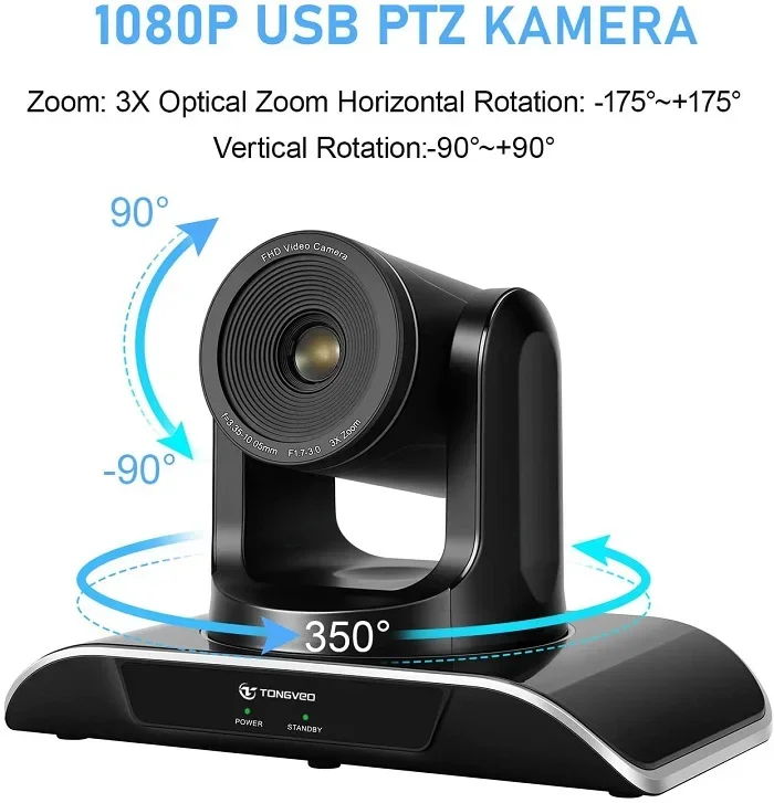 1080P Smooth Stable Performance 3X Optical Zoom PTZ Conference Cameras For Video Calls