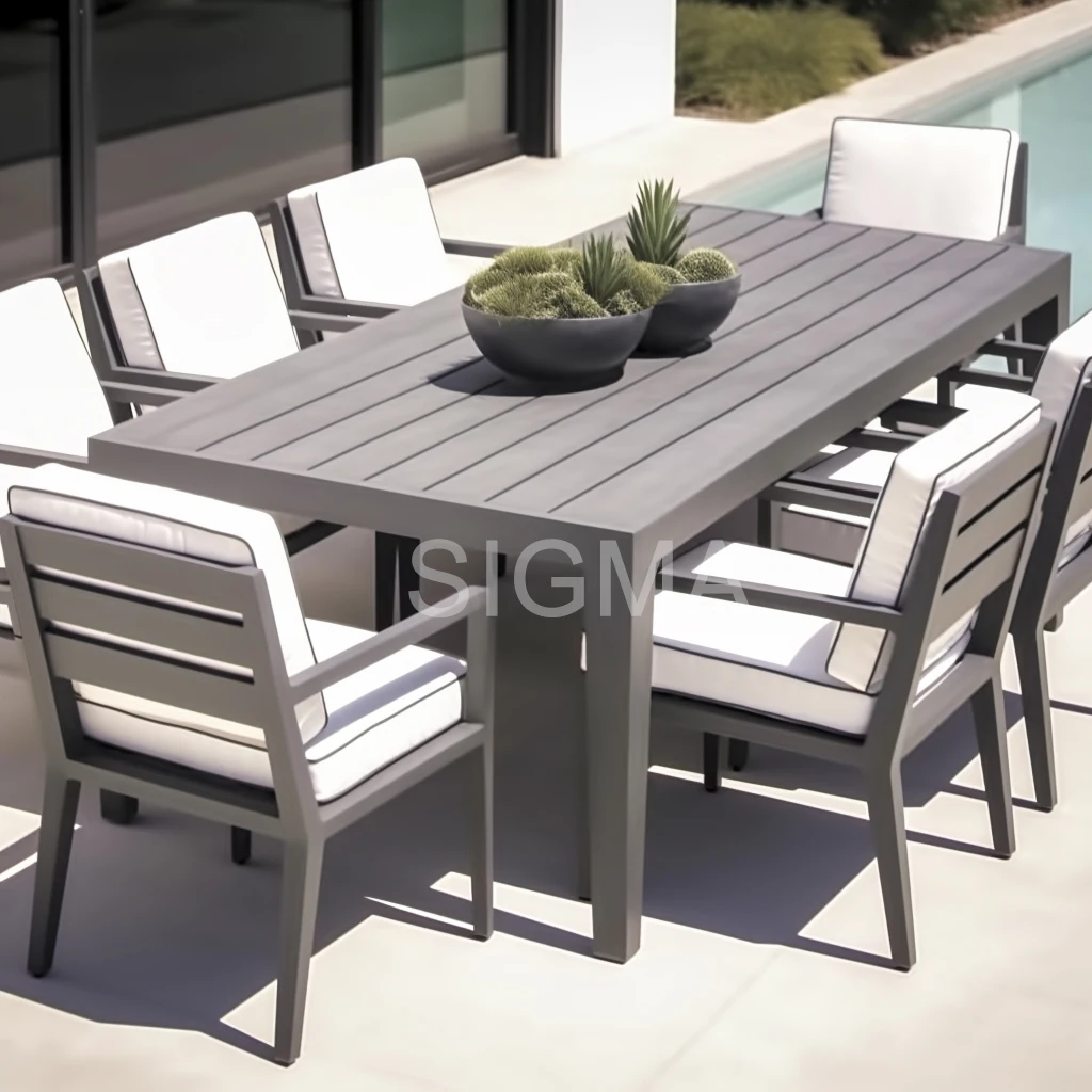 Sigma OEM High End Aluminum Garden Waterproof Outdoor Patio Corner Sectional Couch Lounge Luxury Hotel Set