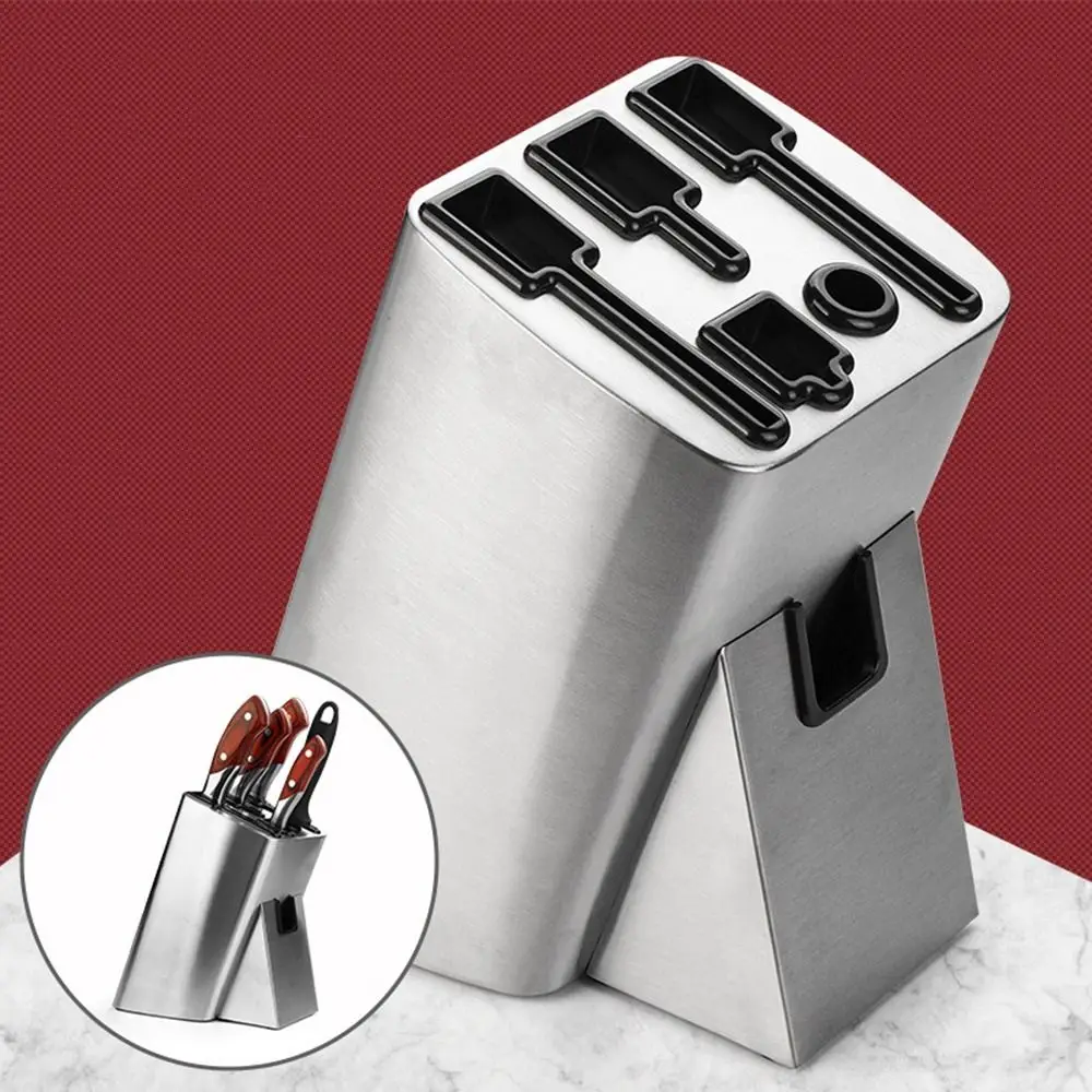 

Stainless Steel Knives Holder Floor-Standing Drainage Knives Storage Rack Anti-slip Space-Saving Knives Holder Organizer