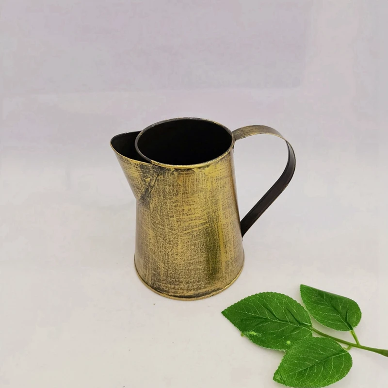 Metal Vase Decorative Shabby Pitcher Flower Holder Metal Vase With Handle For Home Garden Flowerpot