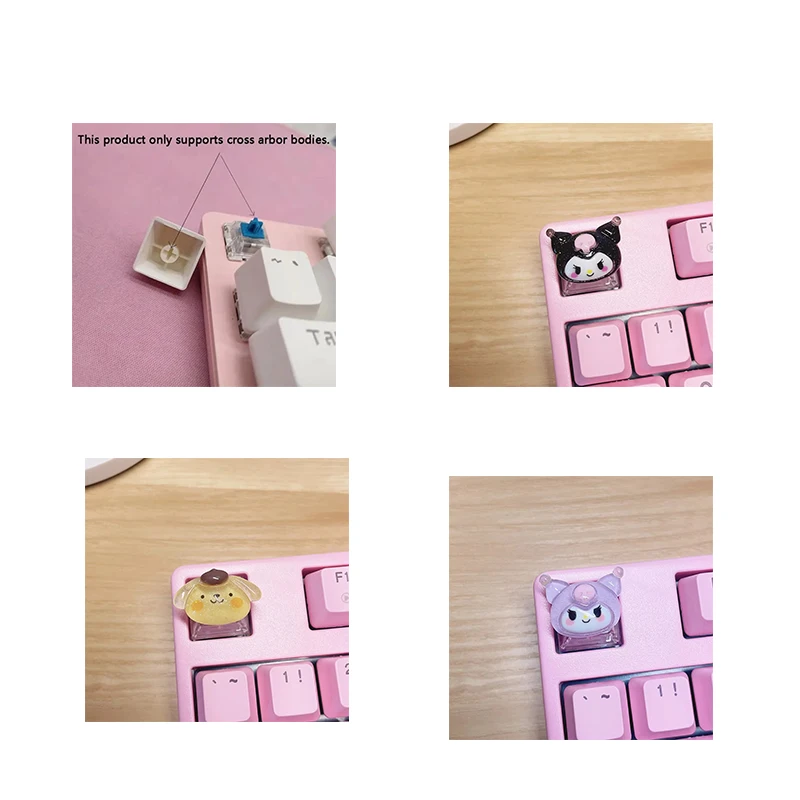 

Kawaii Sanrio My Melody Cinnamoroll Kuromi Keycap Esc Base Прозрачная механическая клавиатура с перекрестной осью, колпачки для клавиш, украшение, подарок для девочки
