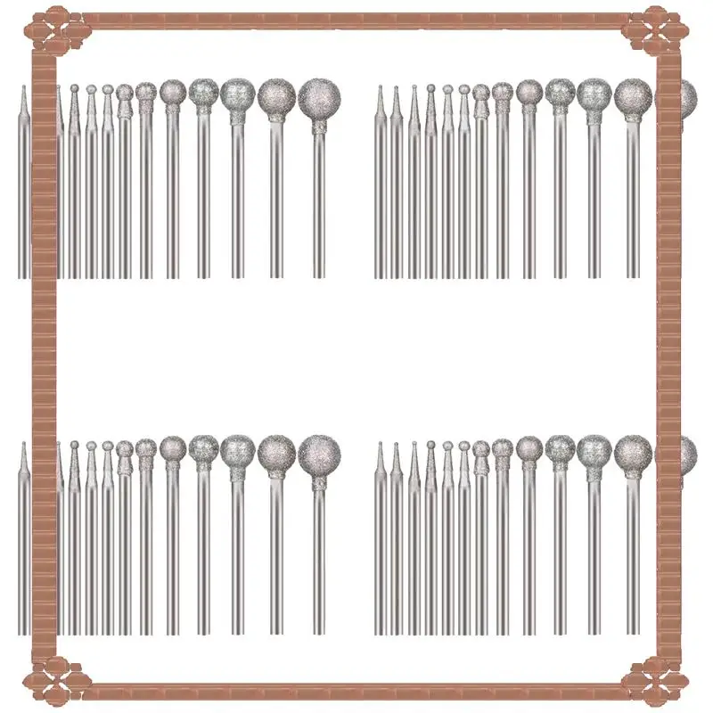 

24-часовая доставка, 52 шт., шарикообразные алмазные боры, алмазные шлифовальные боры, набор для резьбы по камню с оправкой 3/32 дюйма для рота