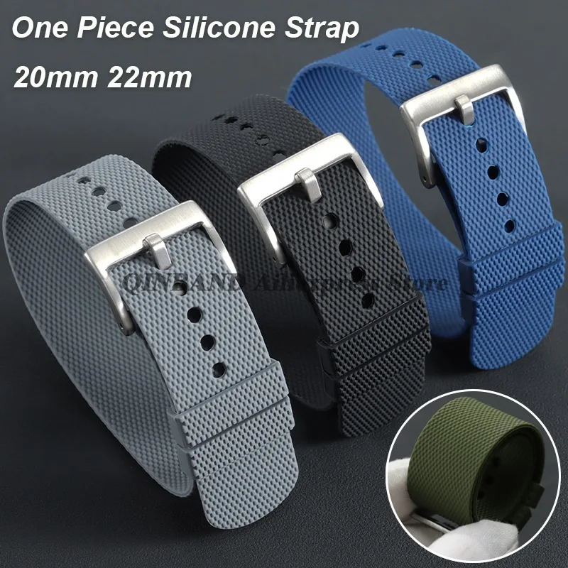 Bracelet de montre souple 20 mm 22 mm, nouveau bracelet en caoutchouc monobloc pour montres Seiko, Omega, Samsung Smartwatch, bracelet de poignet