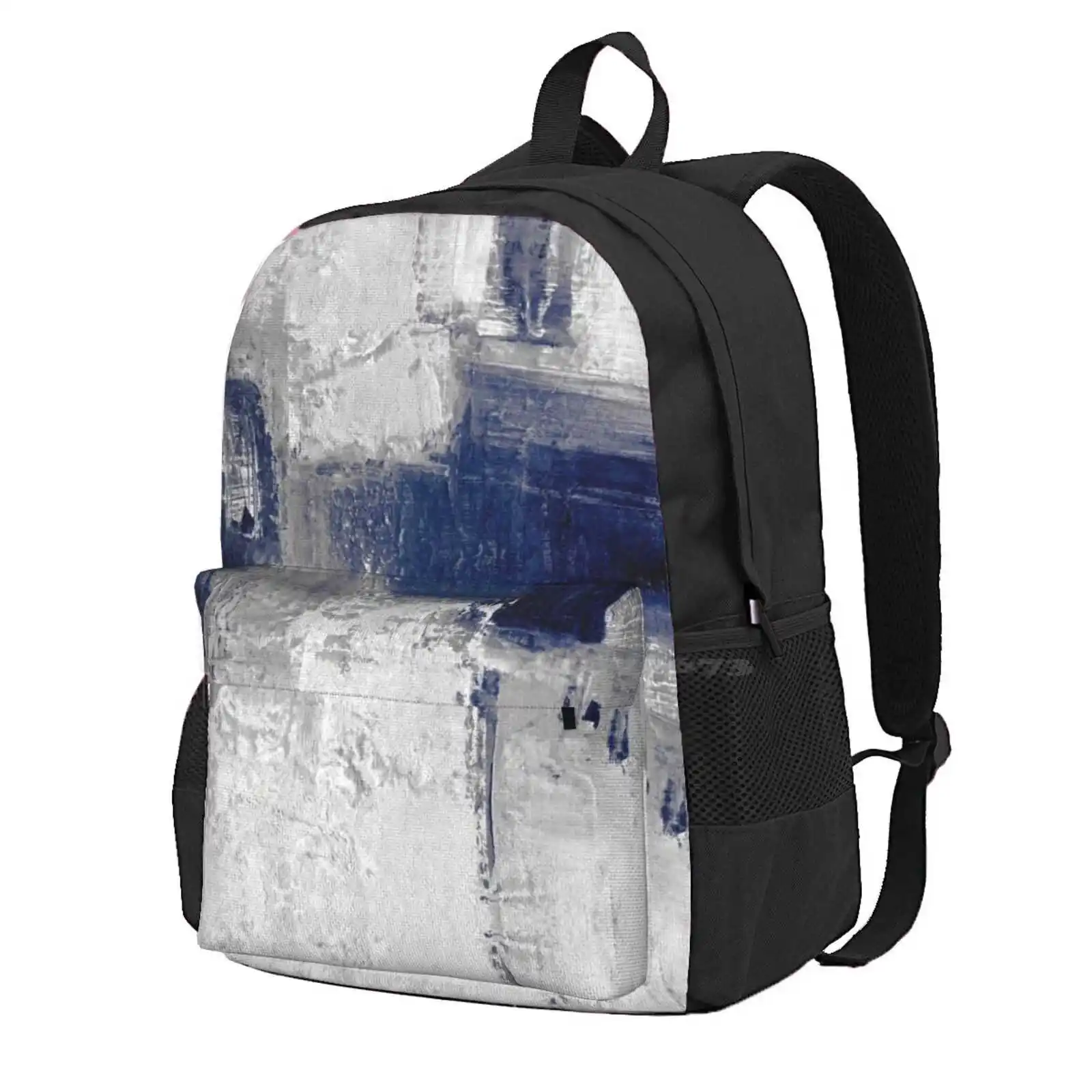 Blue Gray Abstract Hot Sale Schoolbag Backpack Fashion Bags Blue Abstract Contemporary Art Modern Art Scandinavian Abstract