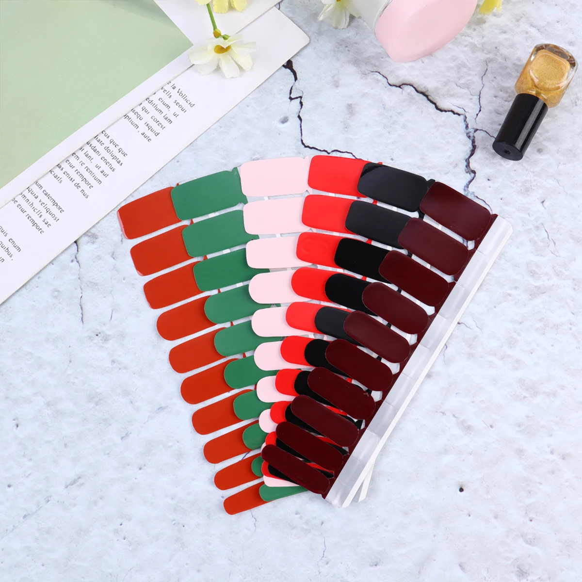 

20Pcs Nail Art Sticker Solid Color Unique DIY Manicure Accessory Flame Red for Women Girls Party Holiday Nail Art Sticker