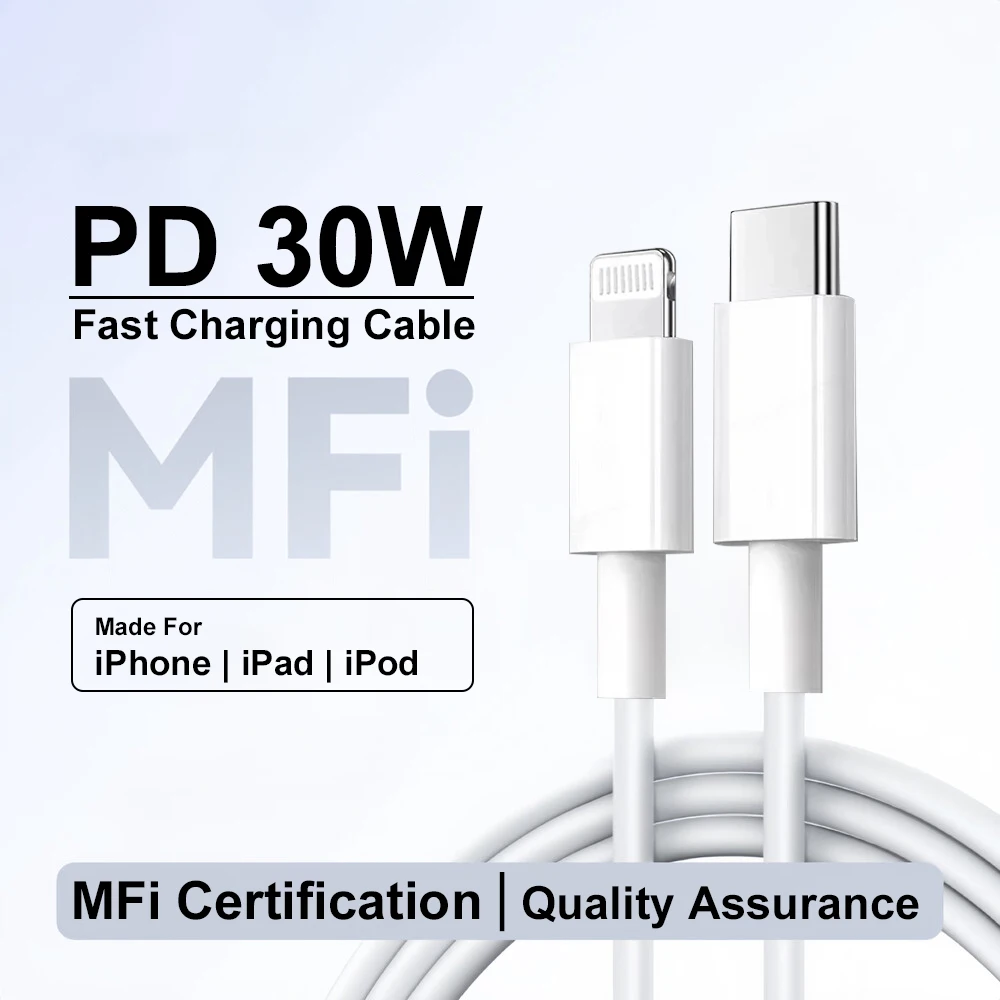 

MFI Certification PD 30W For Apple iPhone Type C to Lightning Fast Charging Cable For iPhone 14 13 12 11 Pro Max X 8 7 6 Plus SE