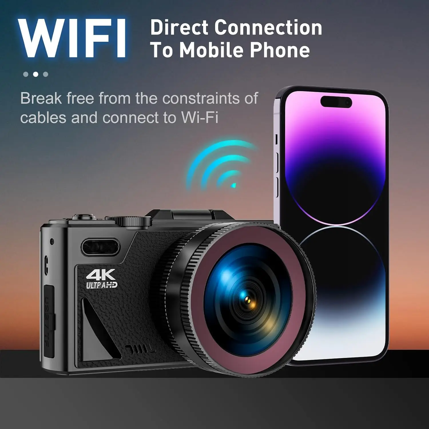 64MP Digital Camera for Photography 4K 18X Digital Zoom Video Vlog Camcorder YouTube 3'' Flip Screen WIFI Selfie Webcam Cameras