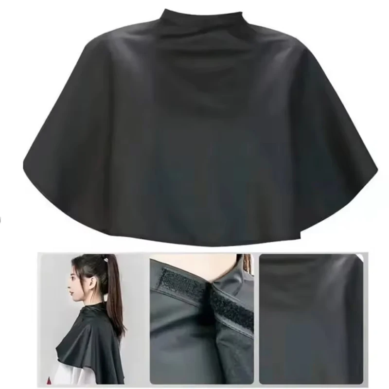 Black Short Square Waterproof Hairdressing Cape – Professional Salon Barber Hair Cutting Wrap & Dyeing Tool