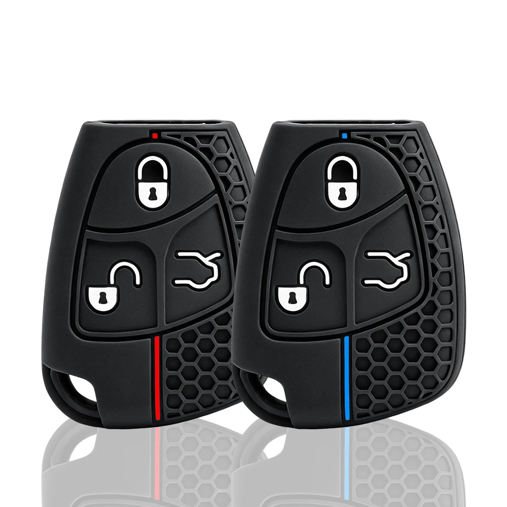 For Mercedes Benz C240 W210 W211 B C E ML S CLK CL Remote Car Key Fob Silicone Rubber Protect Skin Case Cover Holder Keychain