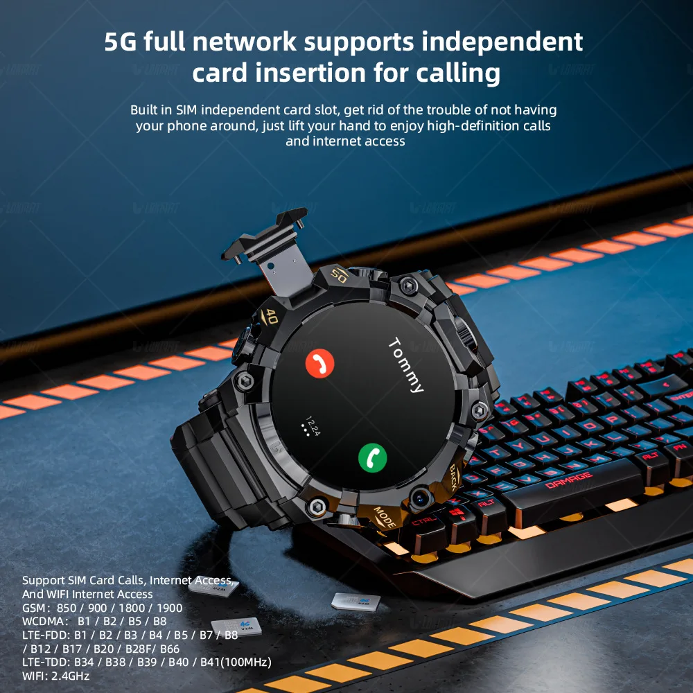 LOKMAT New APPLLP 2 PRO Rugged Sport Android Smart Watch Phone Dual Camera Video Calls Wifi Fitness 4G Watch Amoled Round Screen