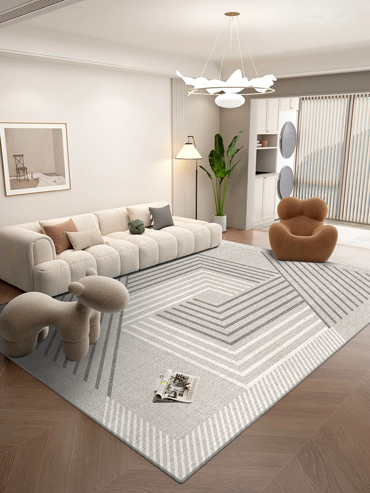 

Stripe Artistic Gray Carpet Luxurious Living Room Decorative Carpets Modern Geometric Bedroom Rugs Easy Care Non Slip Rug Tapete