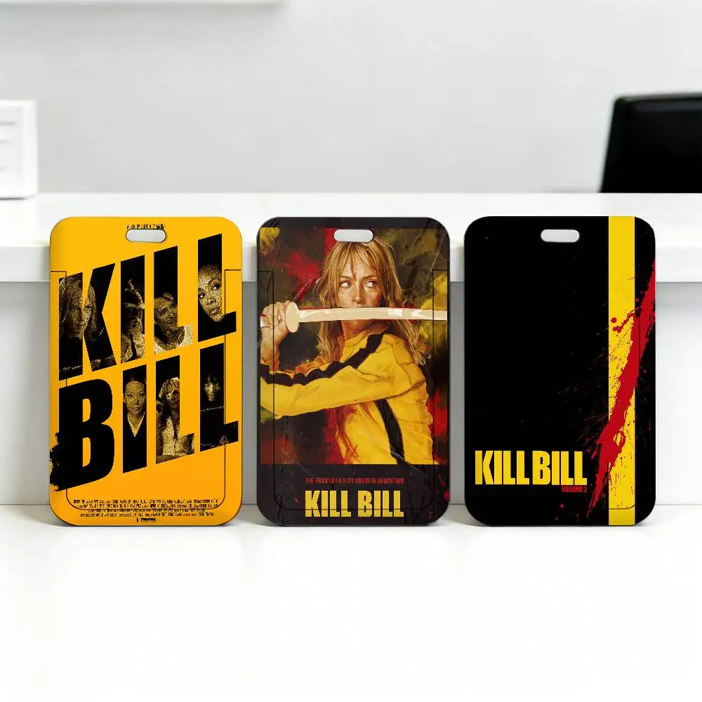 Kill Bill Hot Moive Transparent Card Holder Employee Plastic Slide Cover Lanyard Work Business ID Bag Bus