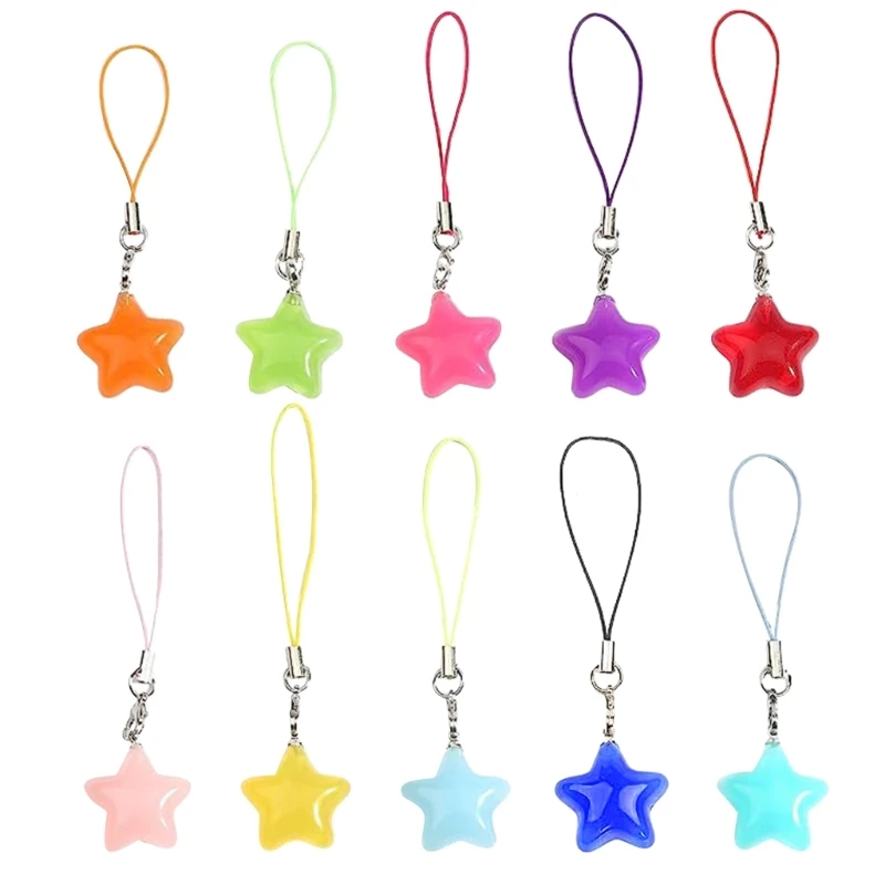 Colorful Five-Pointed Star Alloy Pendants Tags for DIY Jewelry Making Keychain Tassels Necklace Crafts Making Supplies