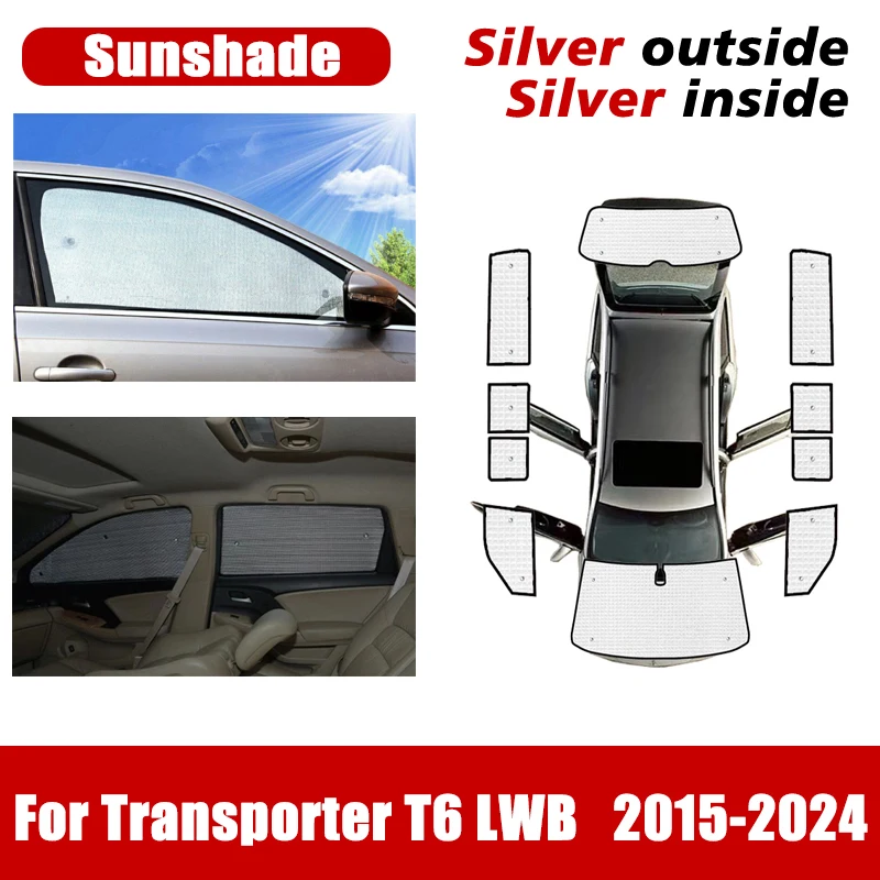 Car Sunshades For Volkswagen VW Transporter T6 LWB Caravelle Multivan Doubleback 2015~2024 Window Shading Visors Car Accessories